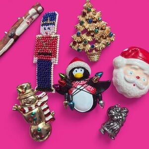 Festive Holiday Brooch Set